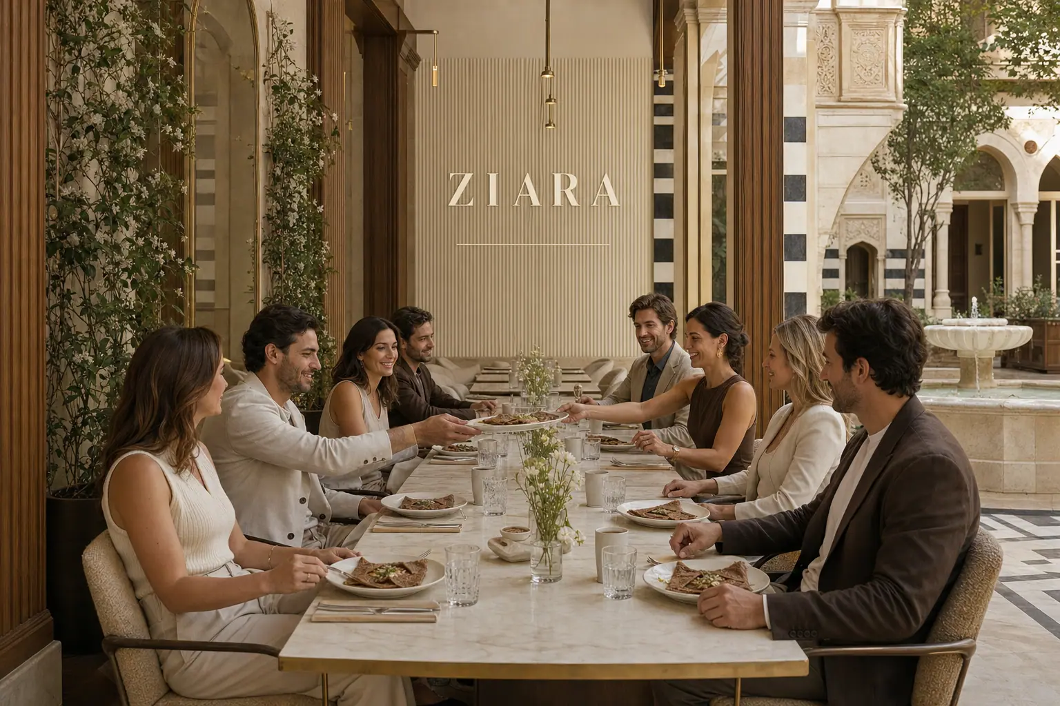 Ziara Damascus — long table full